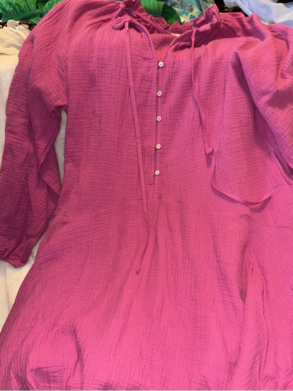 Magaschoni Raspberry Pink Peasant Tunic - Picture 6 of 6